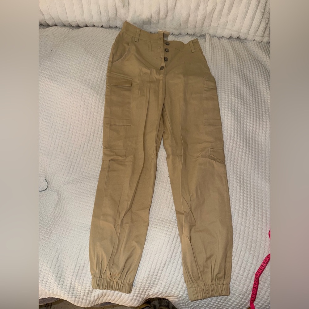 High waisted Tan Cargo Pants